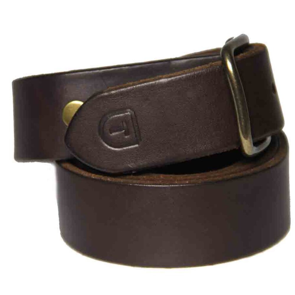 Tecovas Dark Brown Leather Belt with Brass Buckle - Picture 2 of 6